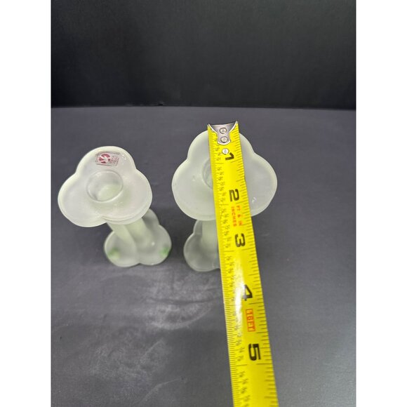 Vintage Vetreria Etrusca Frosted Glass Candlestick Holder Decorative - Set of 2 - Picture 6 of 7